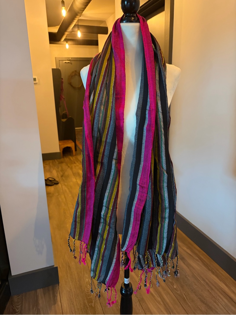 Striped Multicolor Lightweight Scarf (handmade and purchased in Africa)